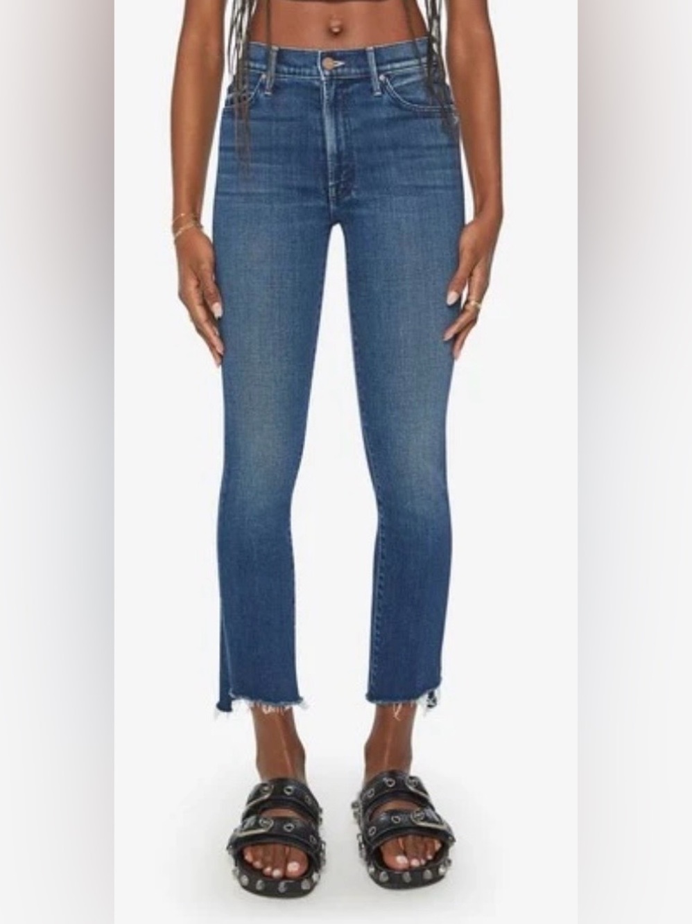 MOTHER The Insider Crop Step Fray Jeans - Blue size 27